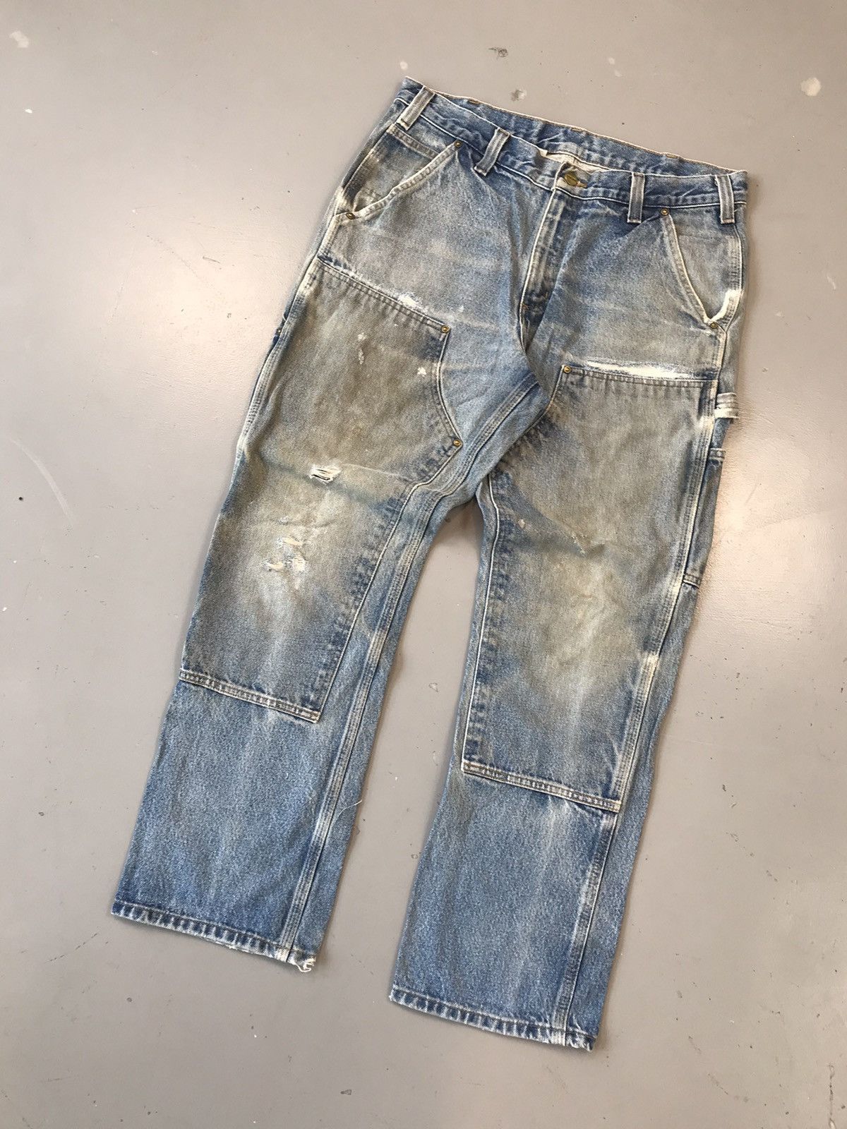 Vintage Vintage Carhartt 101609 415 double knee carpenter denim Grailed