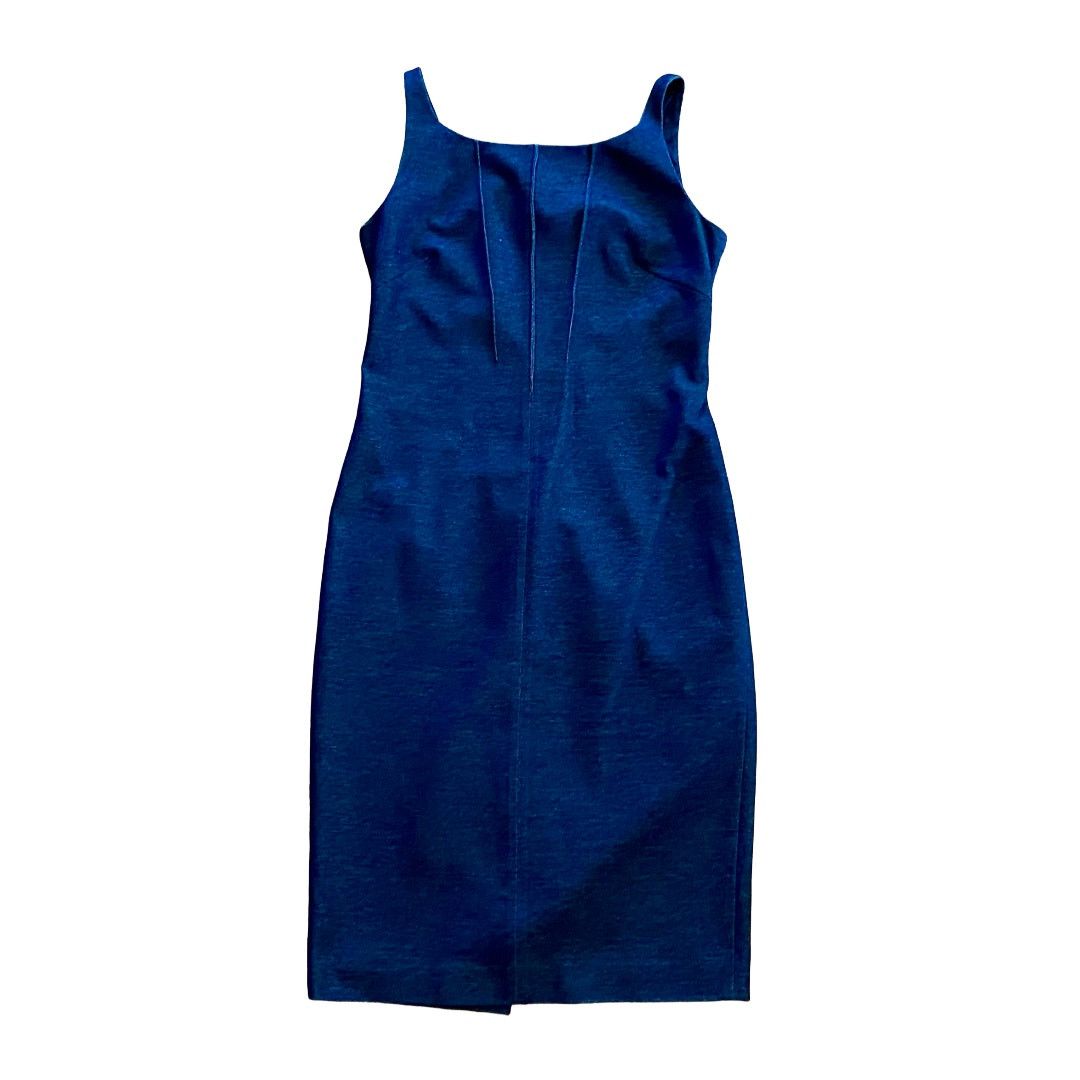 blue les copains dress Lake Como Fitted Bodice Cami Strap Midi Dress Steel Blue