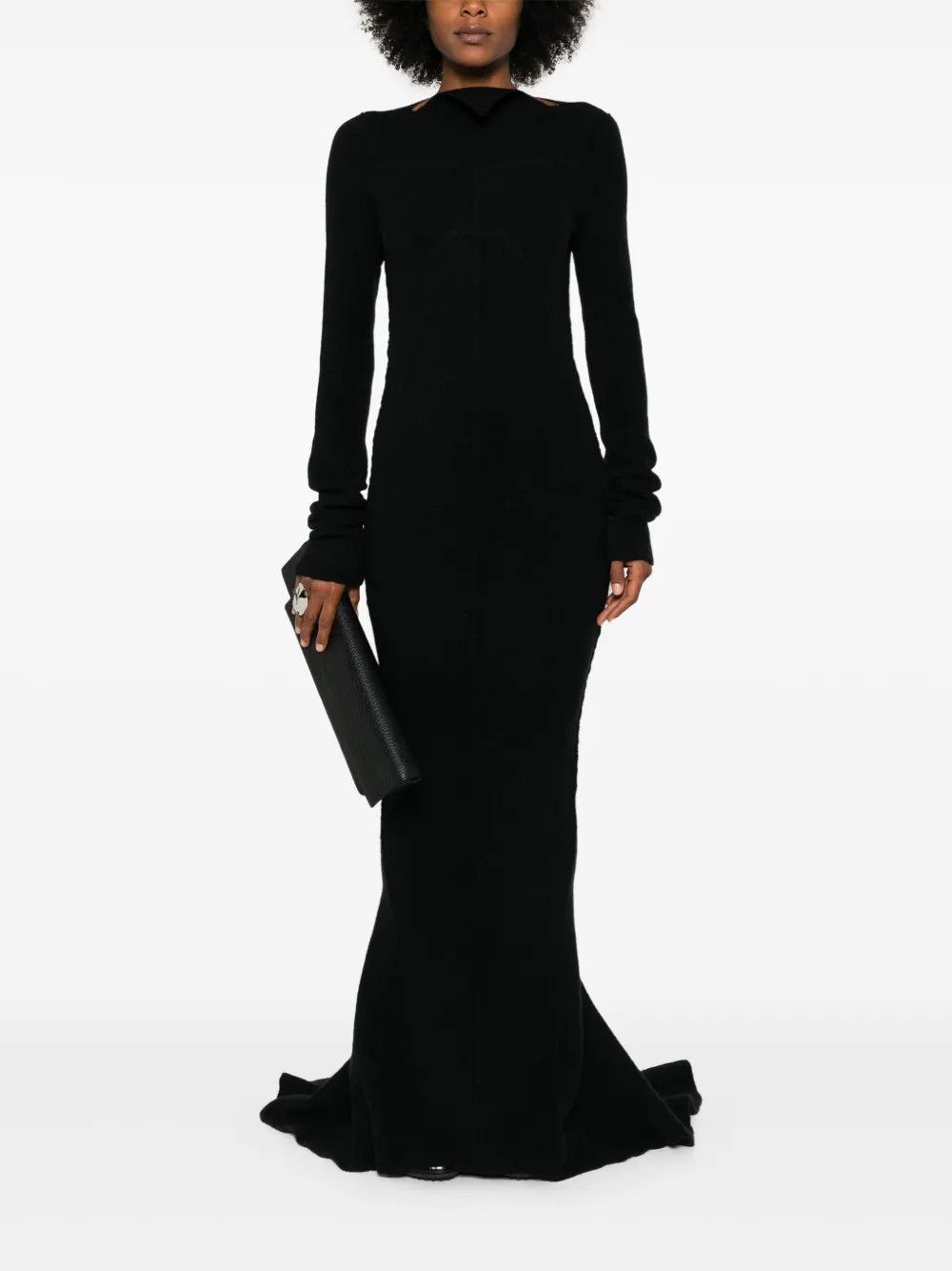 Rick Owens o1y0126 Sweater Maxi Dress in Black Size S / US 4 / IT 40 - 6 Thumbnail