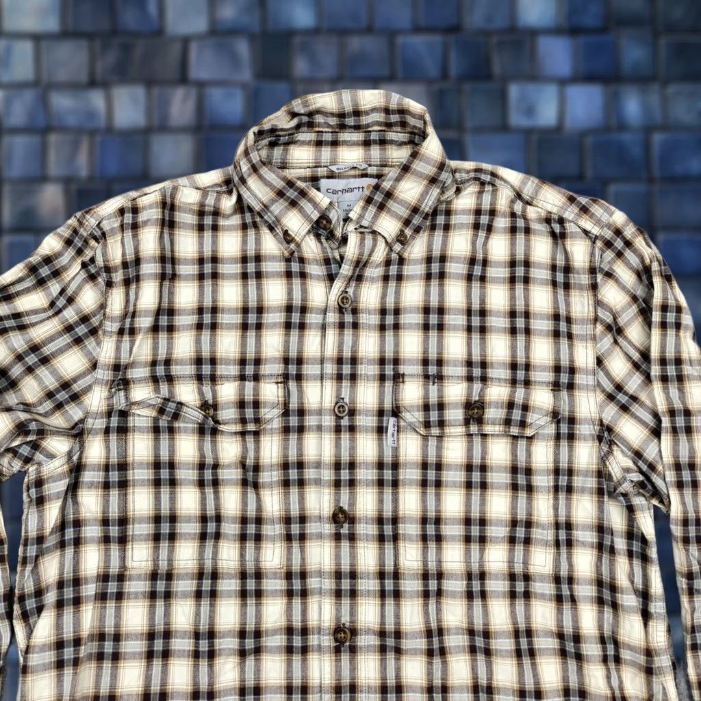 Carhartt Carhartt Shirt Mens M Beige Plaid Cotton Long Sleeve Button-Up Workwear Size US M / EU 48-50 / 2 - 1 Thumbnail