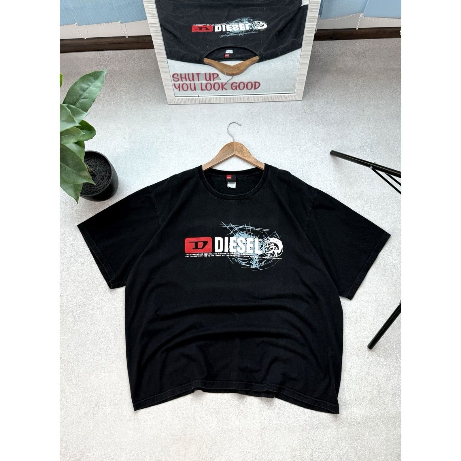 Diesel VINTAGE Diesel T-Shirt Men’s Black Logo Distressed 90s Streetwear XXL Black Logo Diesel Vintage Y2k Shirt Mens Graphic Print Short Sleeve Regular Size US XXL / EU 58 / 5 - 2 Thumbnail