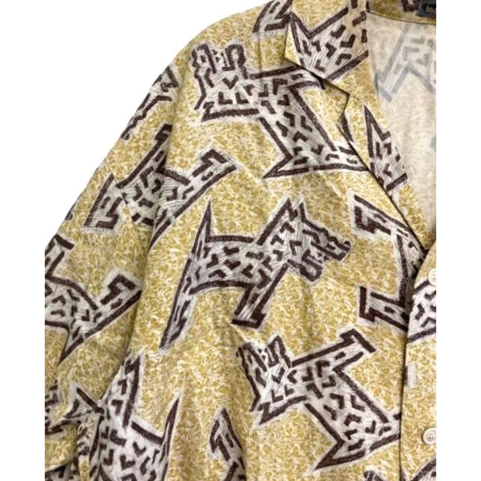 Issey Miyake ISSEY MIYAKE RAYON PATTERNED SHORT SLEEVE SHIRT MEN SIZE M BEIGE x BROWN USED Size US M / EU 48-50 / 2 - 7 Thumbnail