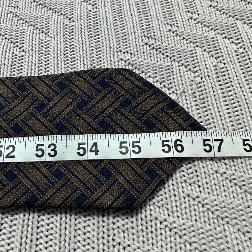 Barneys New York Barney's navy and bronze basketweave Italian silk tie Size ONE SIZE - 4 Thumbnail
