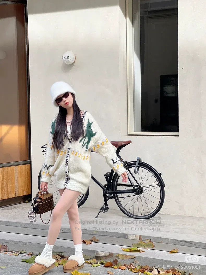 Loewe Loewe Alphabet Deer Contrast Color Mohair Cardigan Long Size XS / US 0-2 / IT 36-38 - 2 Thumbnail