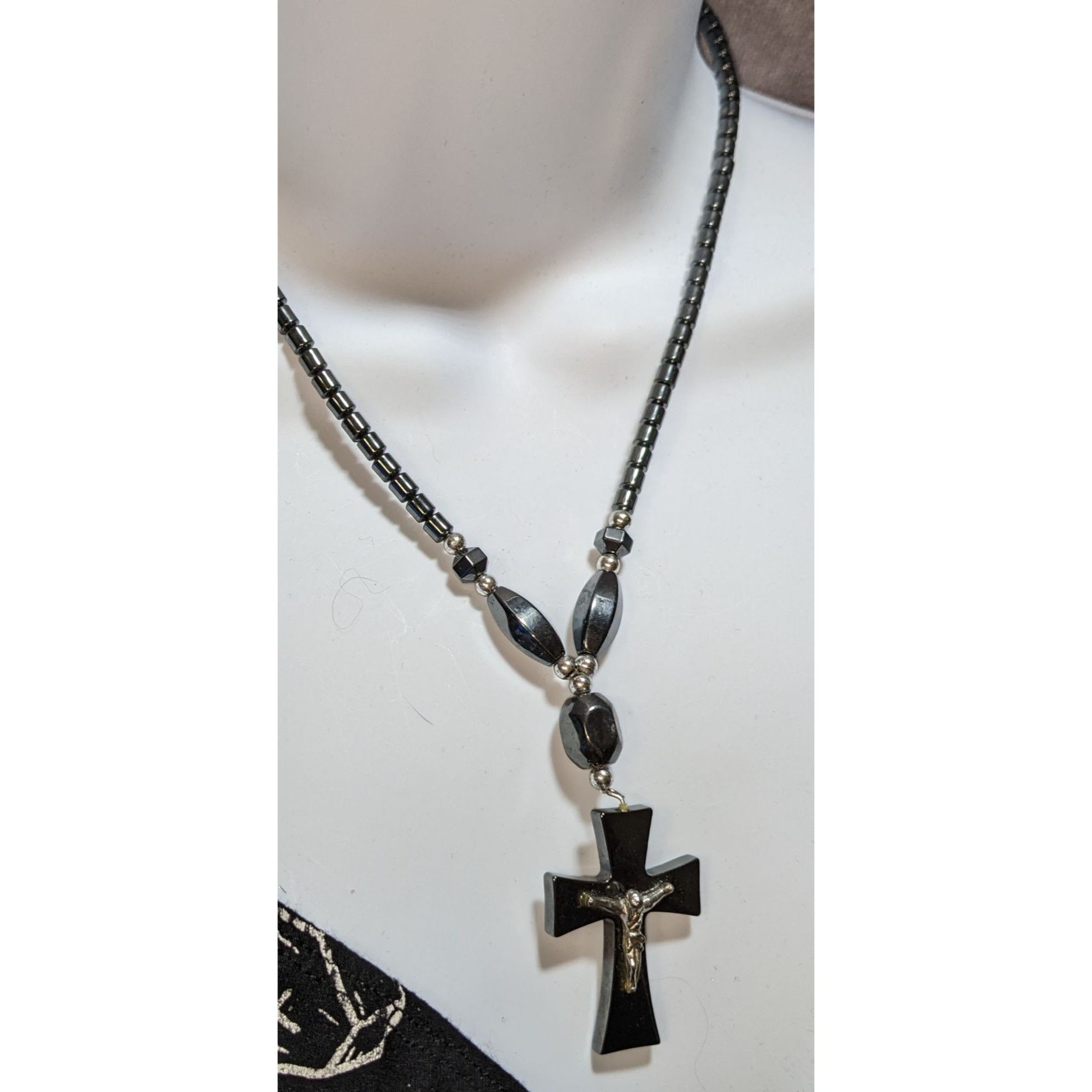 Other Gothic Hematite Cross Necklace With Crucifix Pendant Size ONE SIZE - 4 Thumbnail