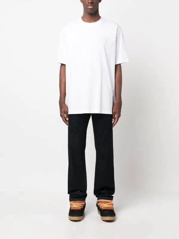 Lanvin oc11z0426 Logo Applique Cotton T-Shirt in White Size US L / EU 52-54 / 3 - 2 Thumbnail