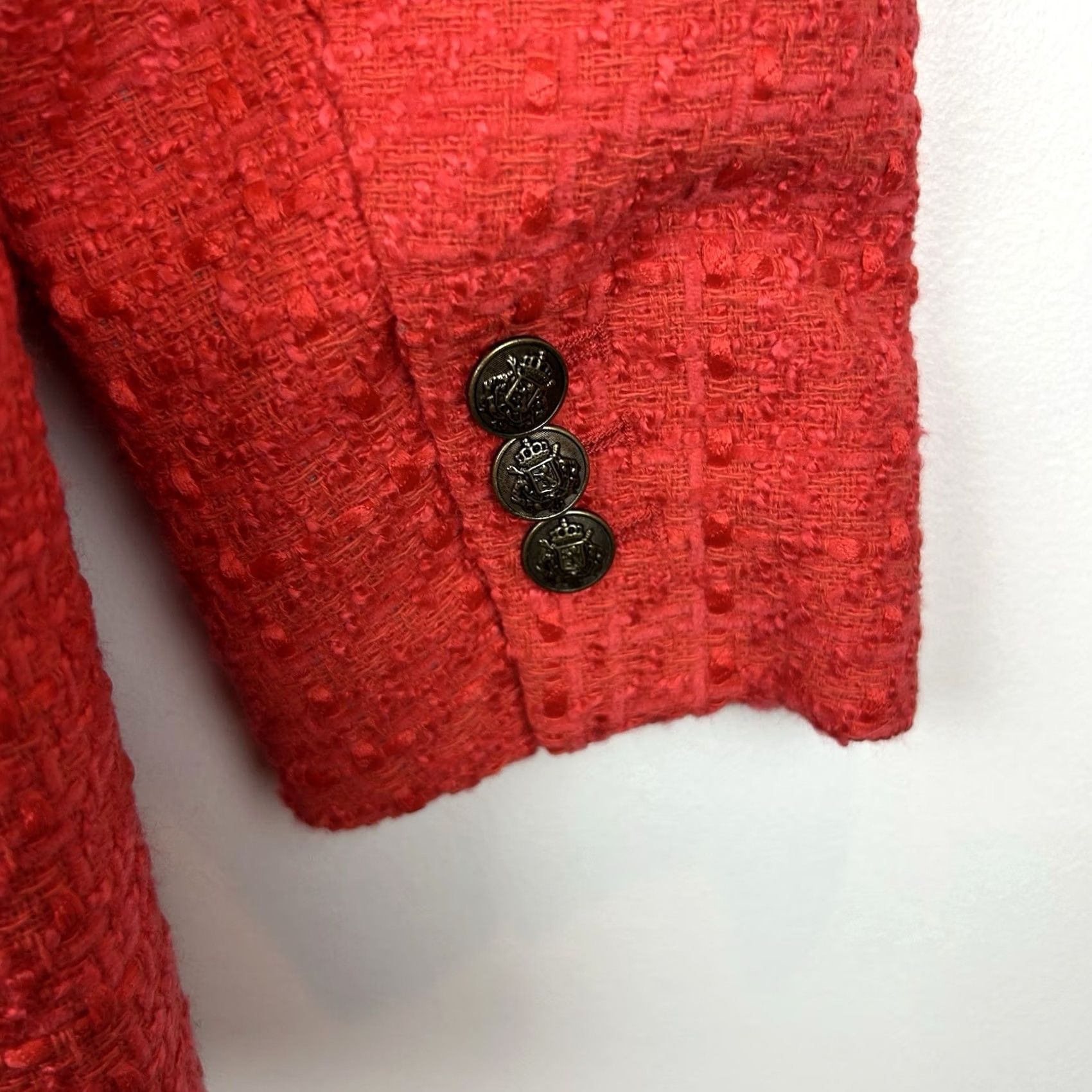 Ann Taylor Ann Taylor Loft Blazer Women 4 Salmon Tweed Preppy Old Money Corpcore Casual Business Button Long Sleeve Collared Lined Pockets Red Elegant Office Size S / US 4 / IT 40 - 7 Thumbnail