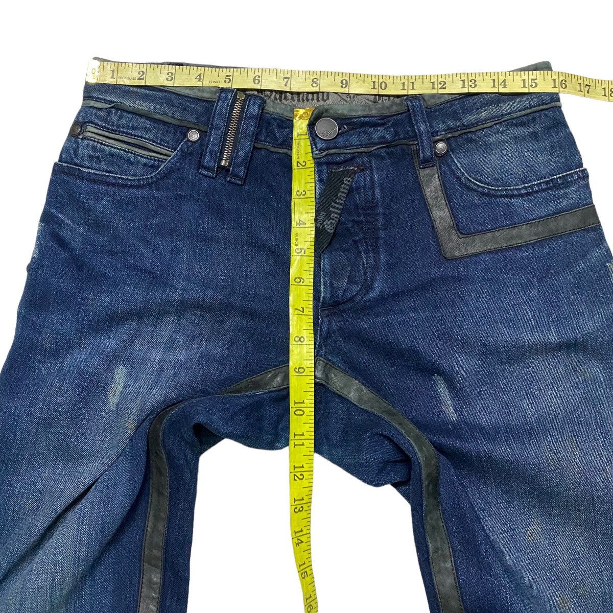 John Galliano John Galliano Leather Trimmed Denim Jeans Size US 31 - 23 Thumbnail