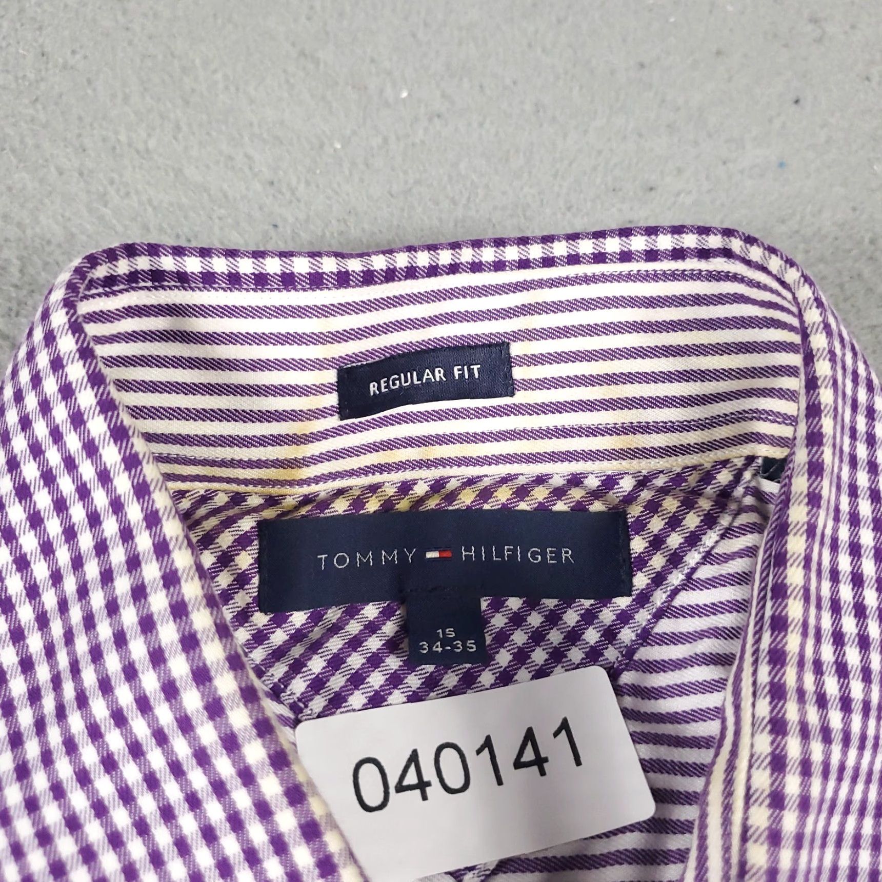 Tommy Hilfiger Tommy Hilfiger Dress Shirt Mens 15 Purple Check Long Sleeve Button Up Size 40R - 3 Thumbnail