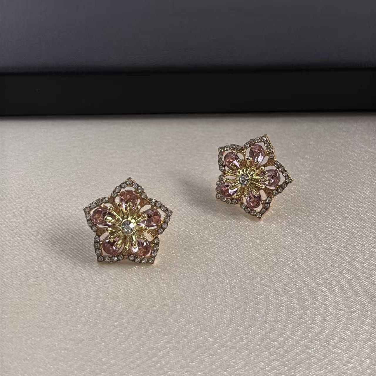 Other CZ Pink Flower Stud Earrings for Women Size ONE SIZE - 2 Thumbnail