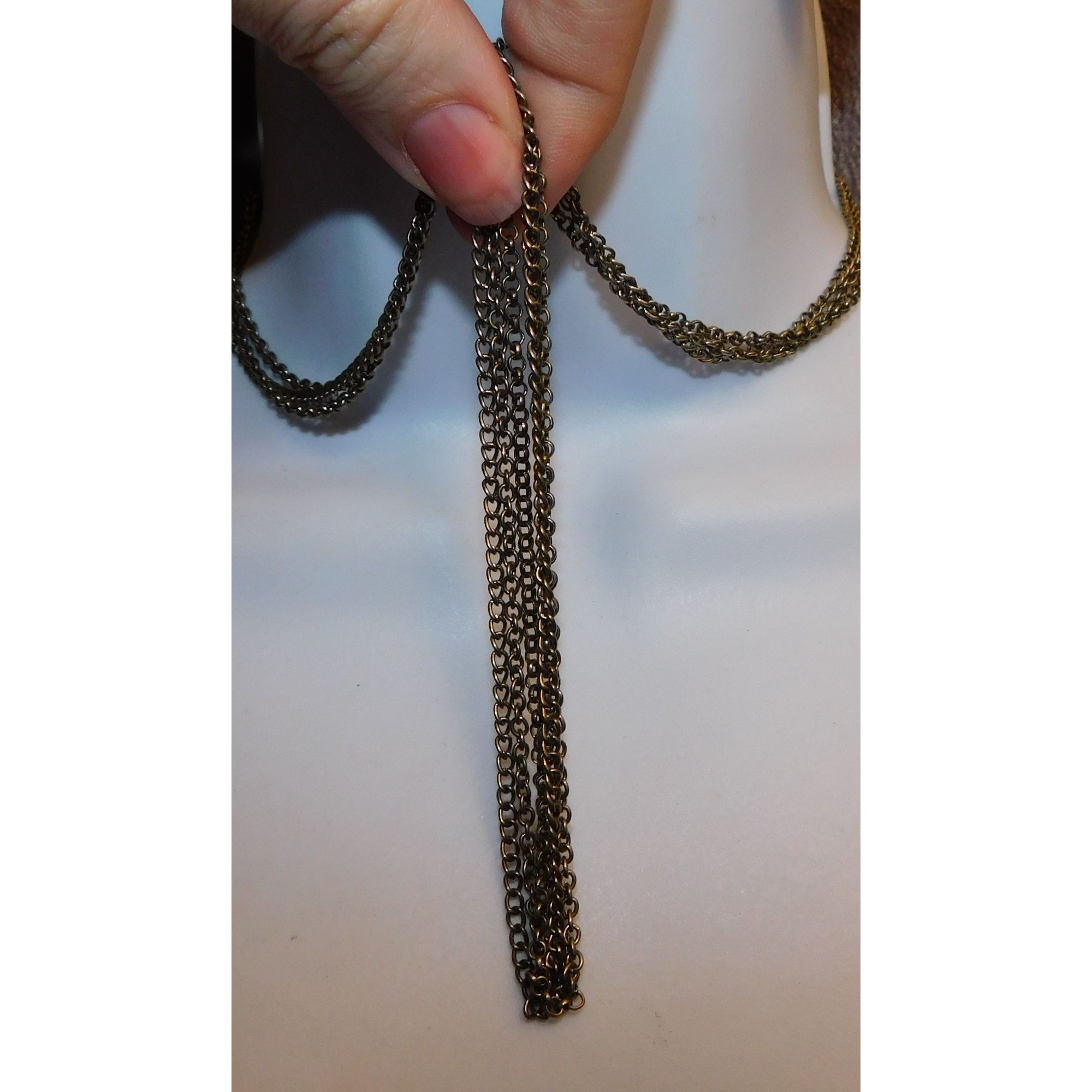 Other Casual Classic Antiqued Silver Tone Triple Chain Necklace Size ONE SIZE - 2 Thumbnail