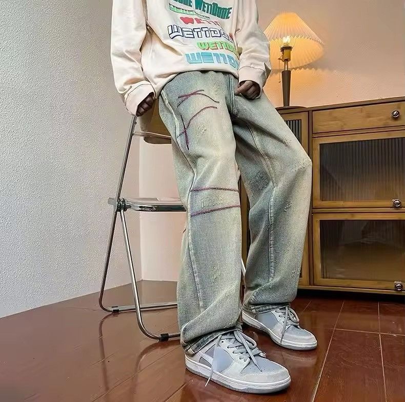 Japanese Brand × Jean Retro Washed Designer Loose Straight Leg Jeans Size US 32 / EU 48 - 1 Thumbnail