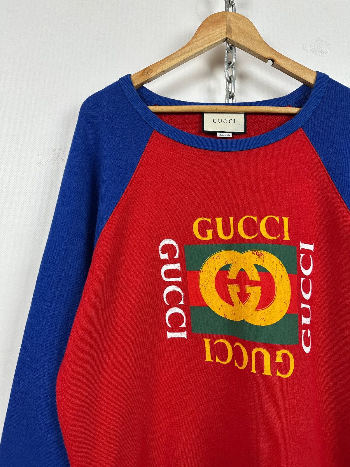 Gucci Gucci Red/Blue Crewneck Sweatshirt Size US L / EU 52-54 / 3 - 4 Thumbnail