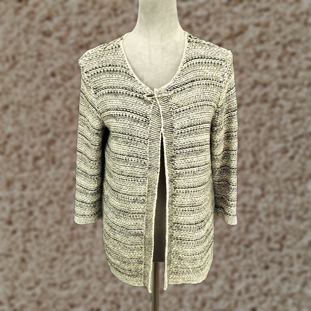 J. Jill VINTAGE Jill Cardigan Sweater Womens XS Gray Big Safety Pin Closure Open Knit Thick Size XS / US 0-2 / IT 36-38 - 1 Thumbnail