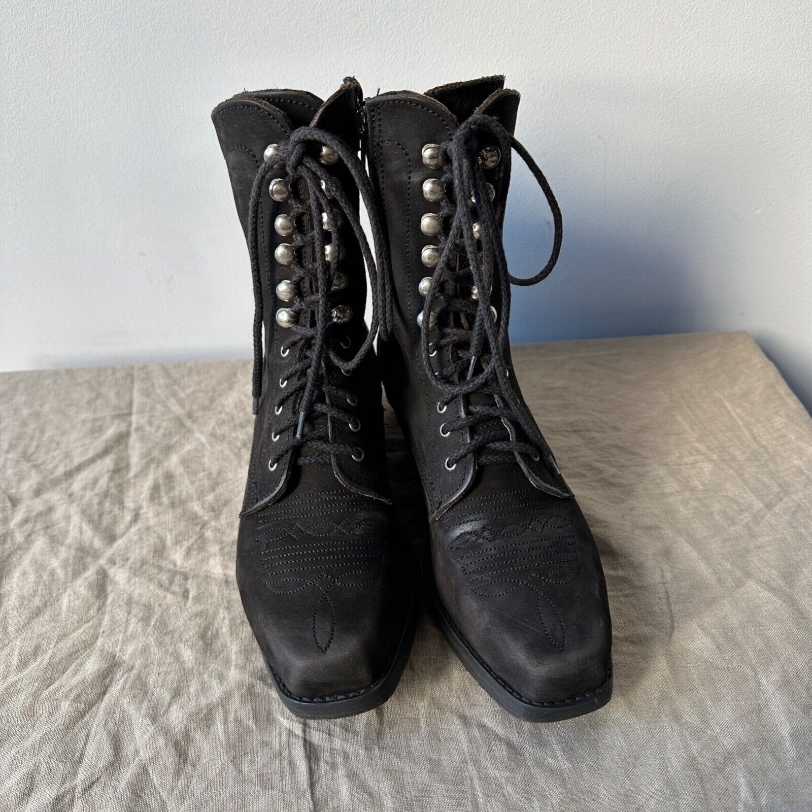 Vintage Western Cowgirl Real Leather Cowboy Embroidered Boots 8289AC Size US 5 / IT 35 - 4 Thumbnail