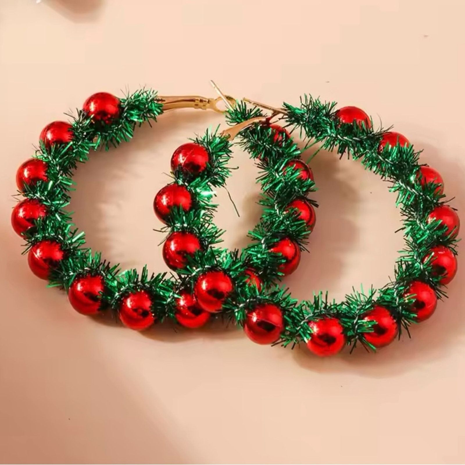 Other Christmas Wreath Circle Hoop Earrings for Women Size ONE SIZE - 6 Thumbnail
