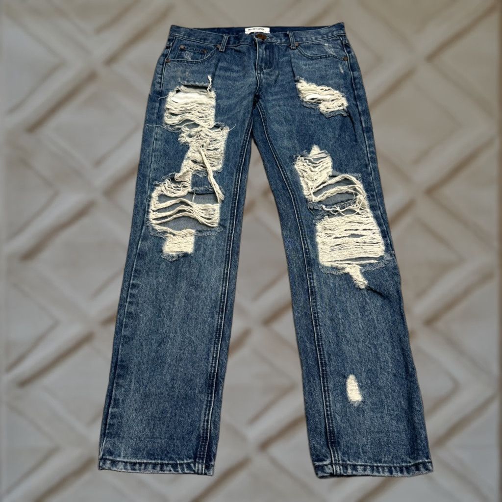 Vintage One Teaspoon Jeans Boyfriend Distressed Denim Womens 26 Blue 5-Pocket Regular 100% Cotton City Outdoor Streetwear Vintage No Environment? Size 26" / US 2 / IT 38 - 1 Thumbnail