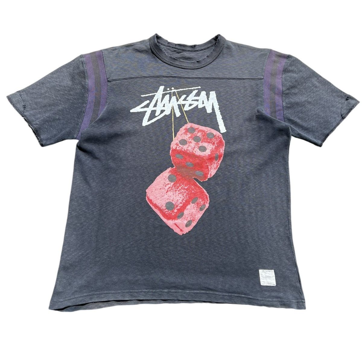 Stussy 🔥Vintage 90’s Stussy Fuzzy Dice Spellout Logo T-Shirt Size US L / EU 52-54 / 3 - 2 Thumbnail