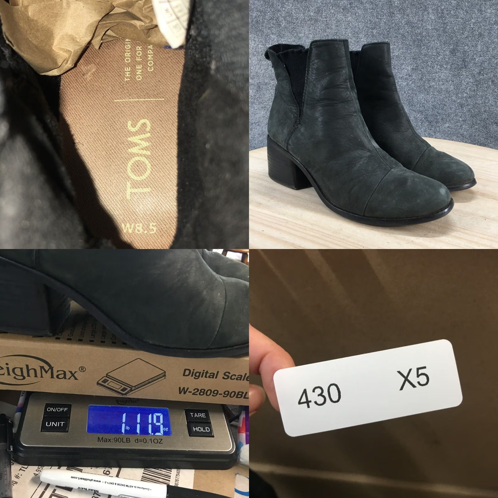 Toms TOMS Esme Boots Womens 8.5 Black Leather Chelsea Ankle Bootie Comfort Cushioned Flat Heel Mid-Block Str Bootie - Casual Shoes Womens Size US 9 / IT 39 - 10 Thumbnail