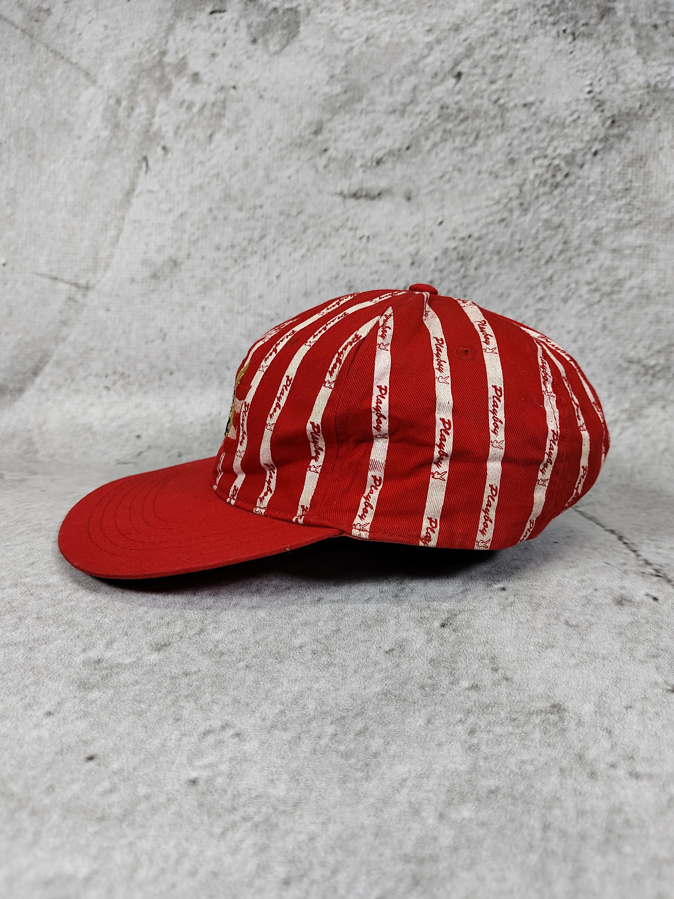 Playboy 2000s Playboy- Embroidered Bunny USA Flag Logo Stripe Cap Size ONE SIZE - 4 Thumbnail