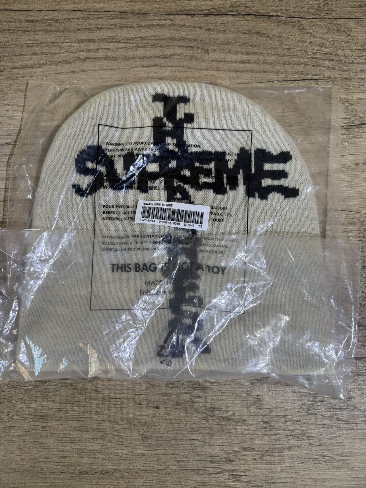 Supreme × Thrasher Supreme Thrasher Beanie (OS) (Stone) Size ONE SIZE - 1 Thumbnail