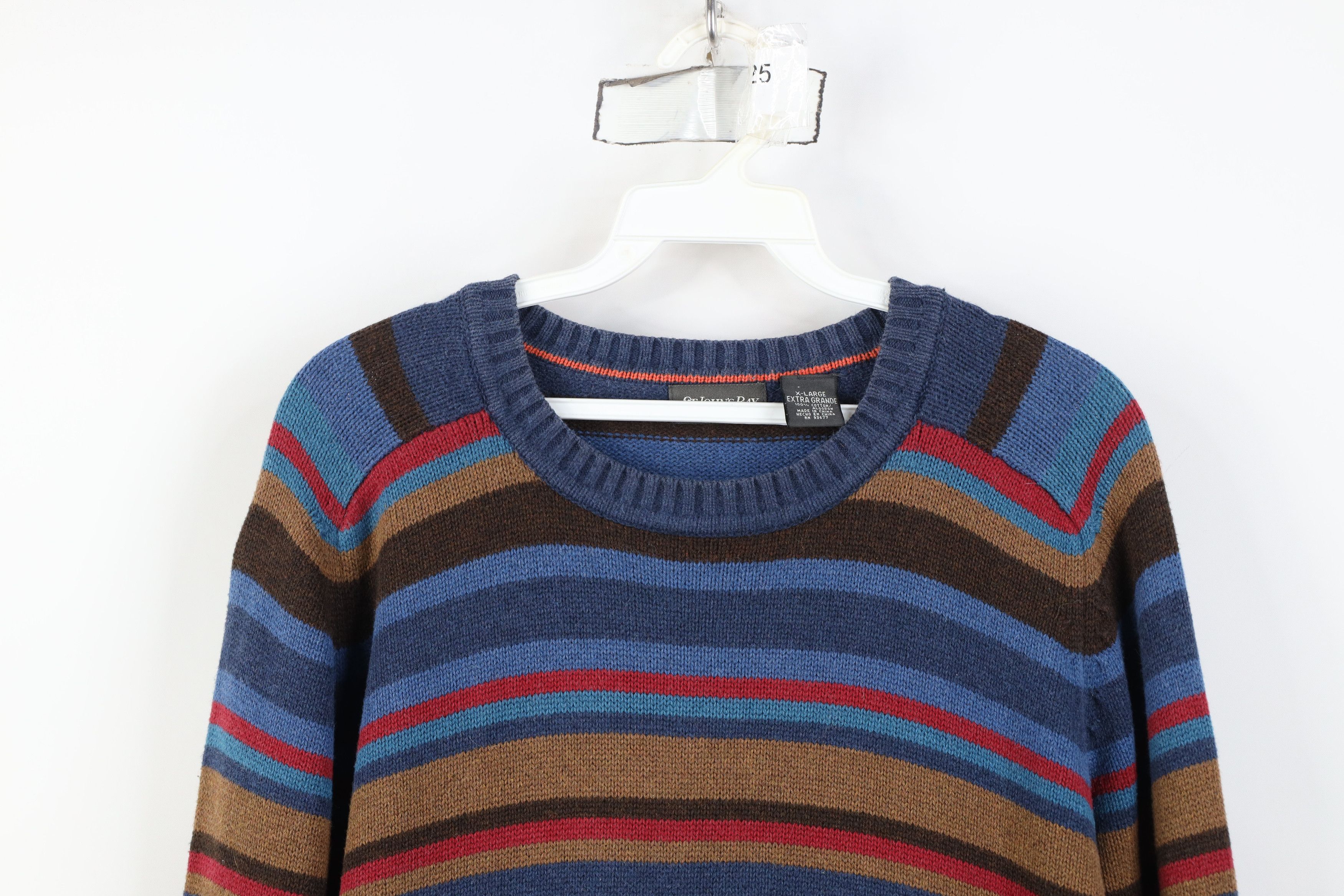 Vintage Vintage 90s Streetwear Rainbow Block Cotton Knit Sweater Size US XL / EU 56 / 4 - 2 Thumbnail