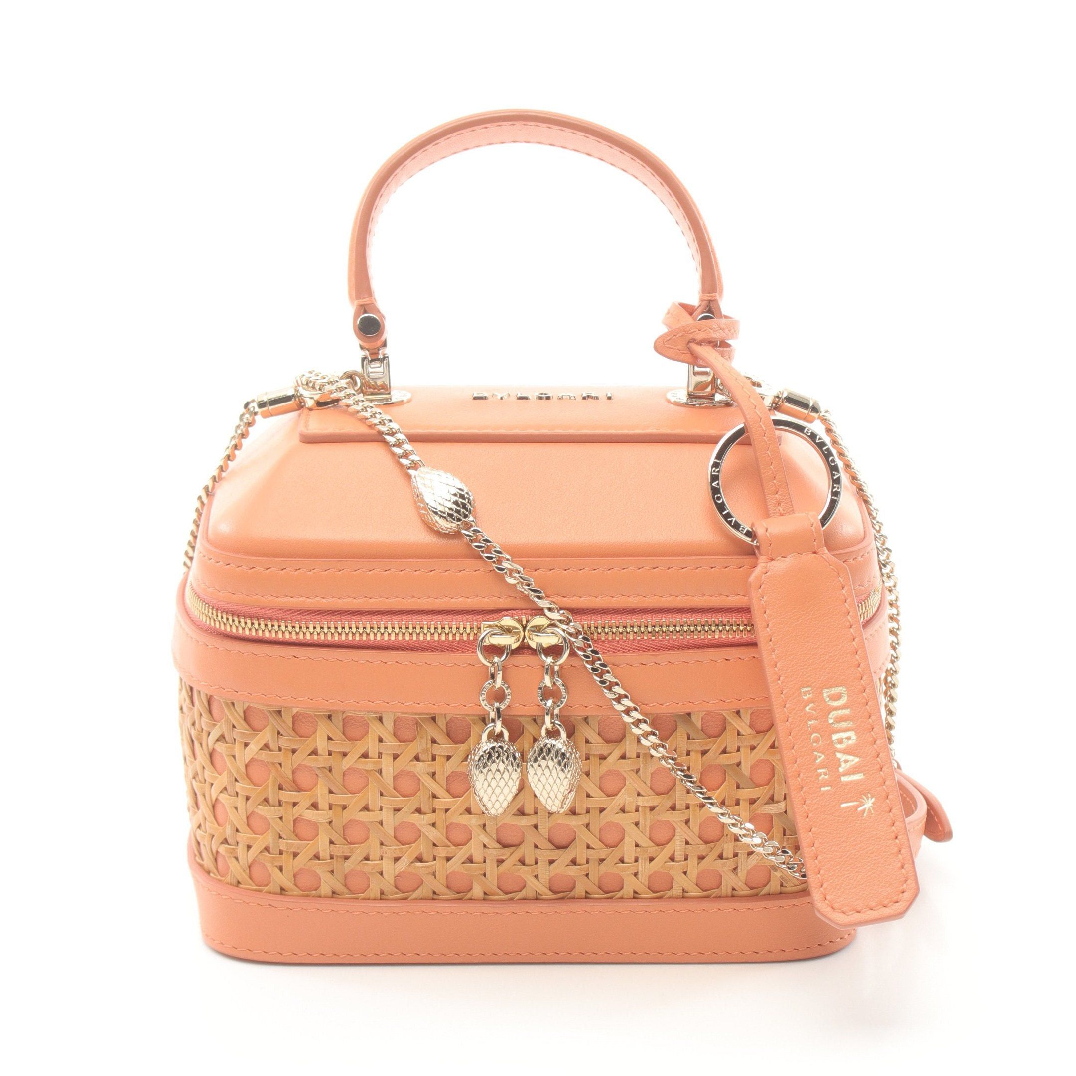 Bvlgari Bvlgari Serpenti Jewelry Box Handbag Vanity Bag Leather Raffia Light Orange Beige Resort Collection Size ONE SIZE - 1 Thumbnail