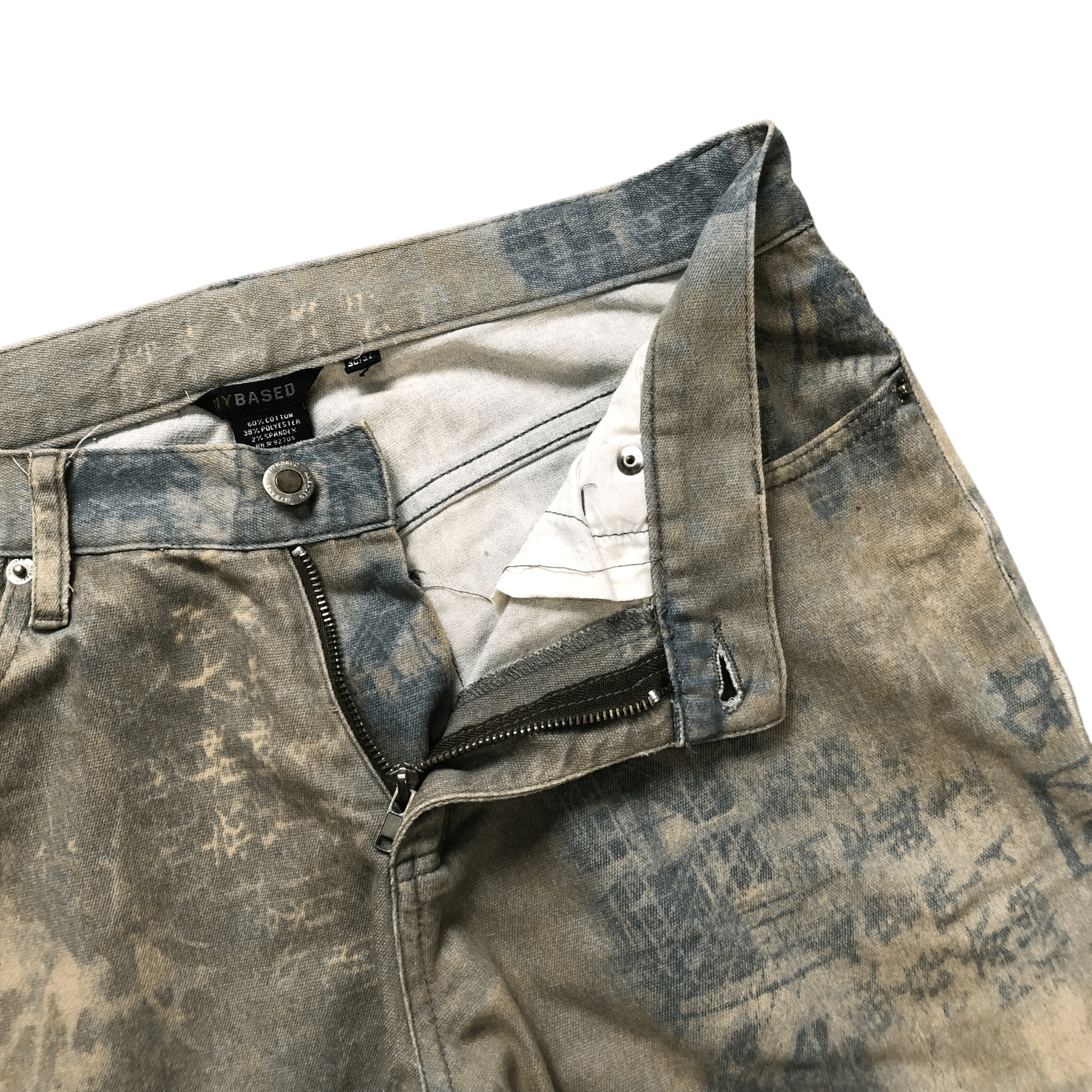 Japanese Brand FLARE🔥 TRASHED LIGHT WASH PRINTED DENIM PANTS #6489-221 Size US 30 / EU 46 - 6 Thumbnail