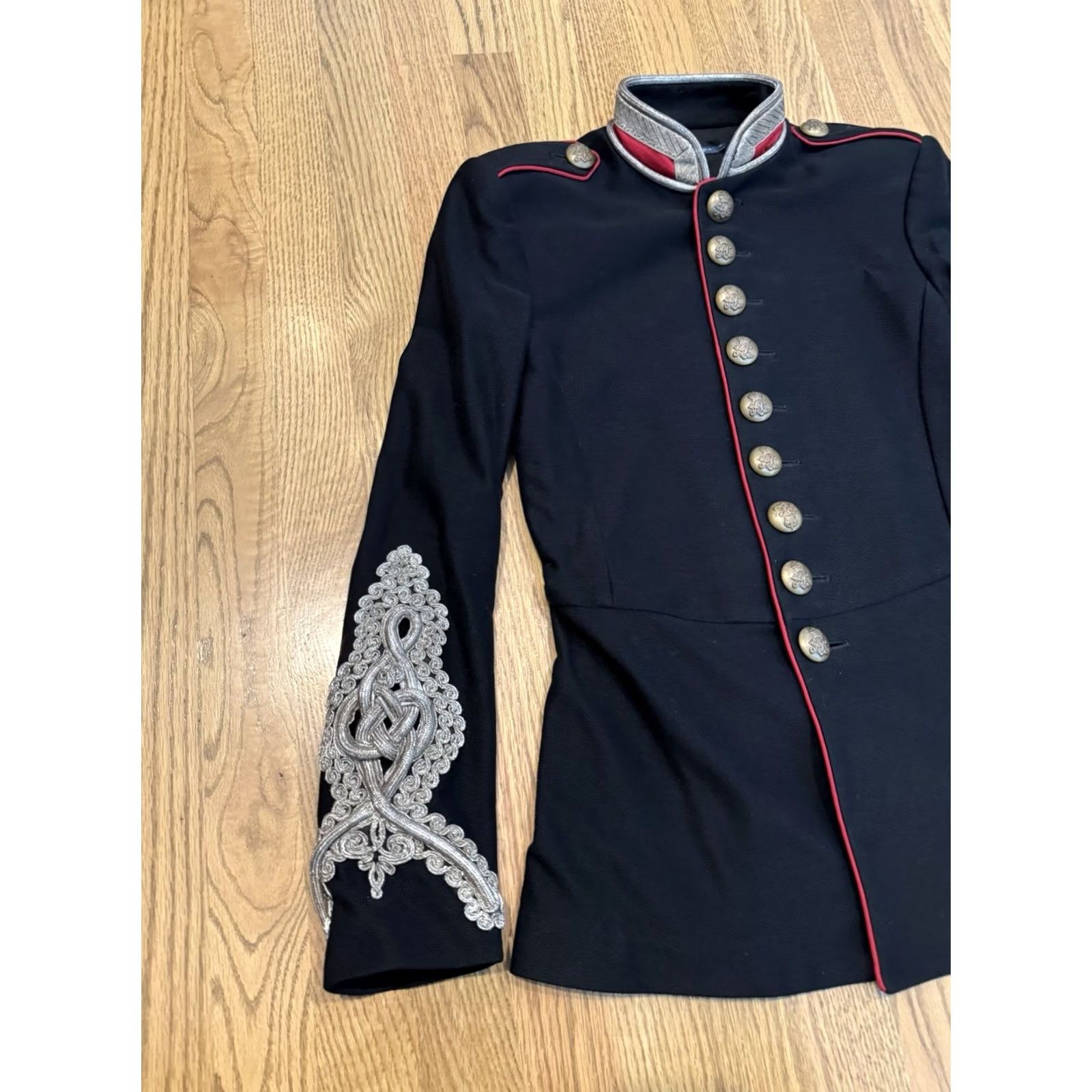Ralph Lauren Ralph Lauren Military Jacket Women’s Sz 4 Cotton Metallic Cord Embellished Black Buttoned Crewneck/Long Sleeve жен Size S / US 4 / IT 40 - 2 Thumbnail