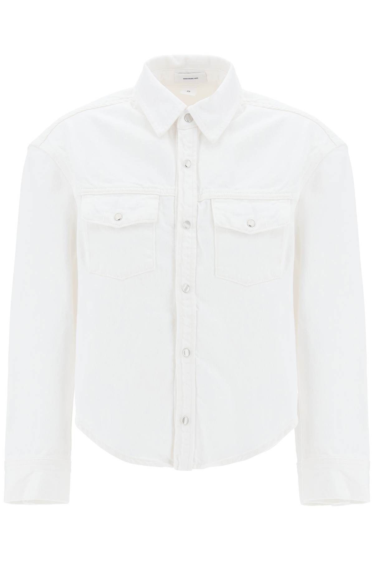 image of Wardrobe NYC Wardrobe.nyc Boxy Denim Overshirt in White, Women's (Size Small)