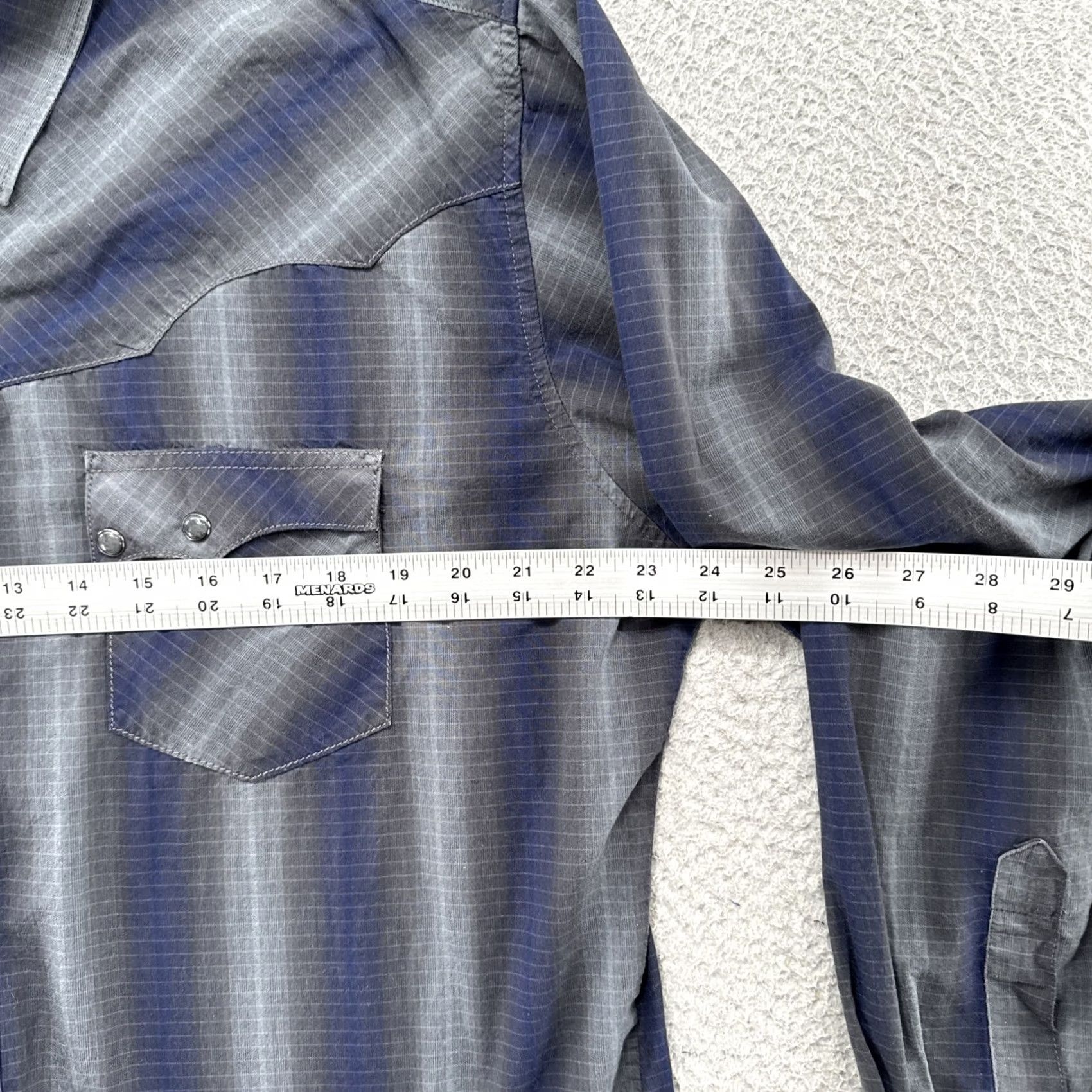 Wrangler Wrangler Mens Long Sleeve Retro Premium Pearl Snap Striped Shirt XL Blue Button-Up Casual Formal Workwear 80s 90s Cowboy Western Mens Size US XL / EU 56 / 4 - 4 Thumbnail