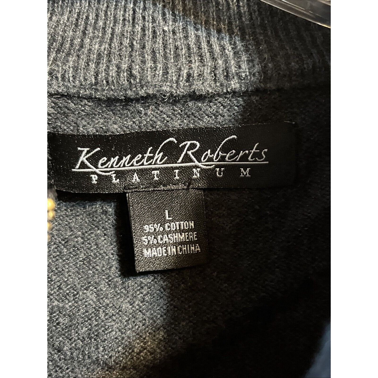 Other Kenneth Roberts Men’s L Gray Argyle Cotton Cashmere Sweater Size US L / EU 52-54 / 3 - 3 Thumbnail