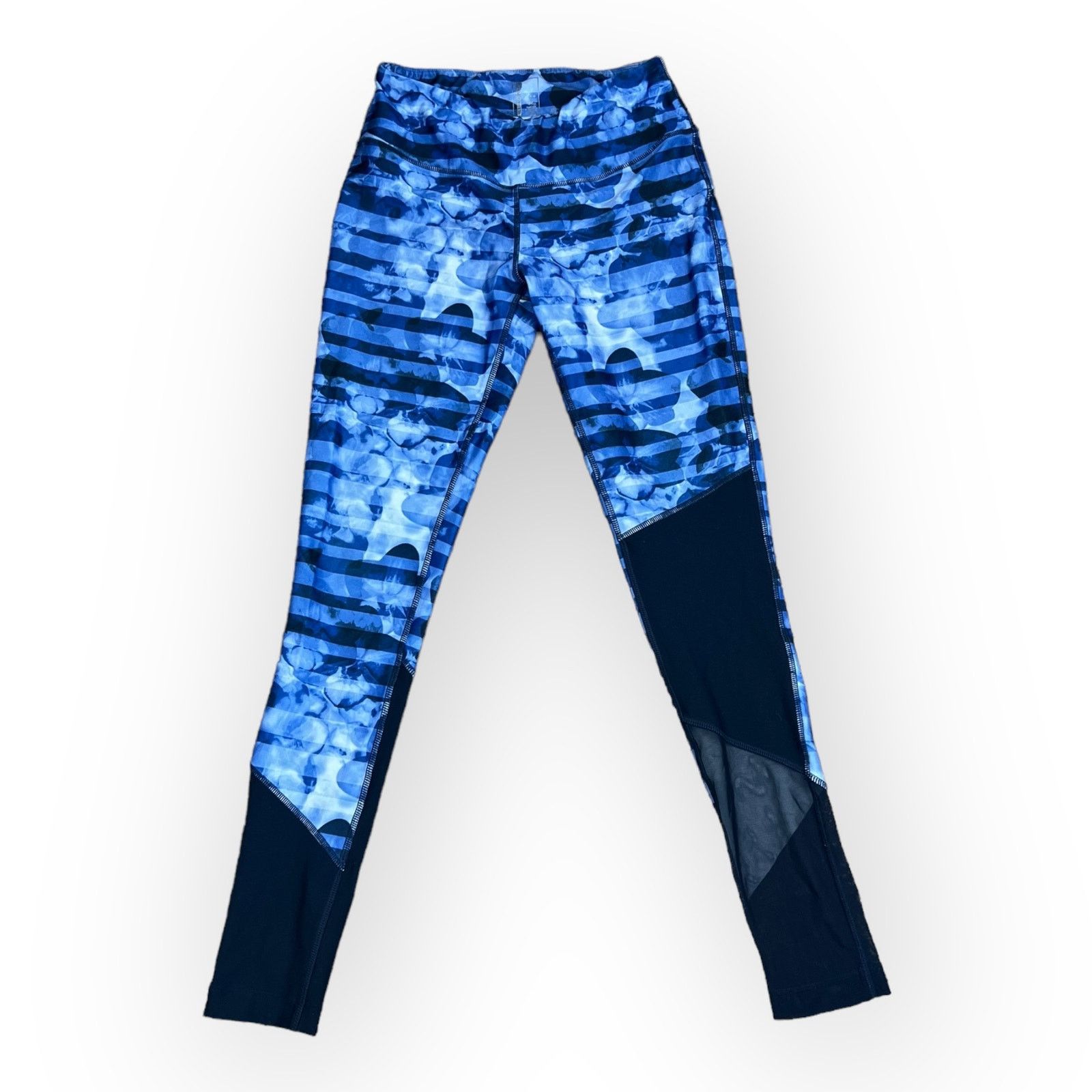 Dillard's Mondetta Women's Active Leggings - Blue Striped Floral Size 26" / US 2 / IT 38 - 2 Thumbnail
