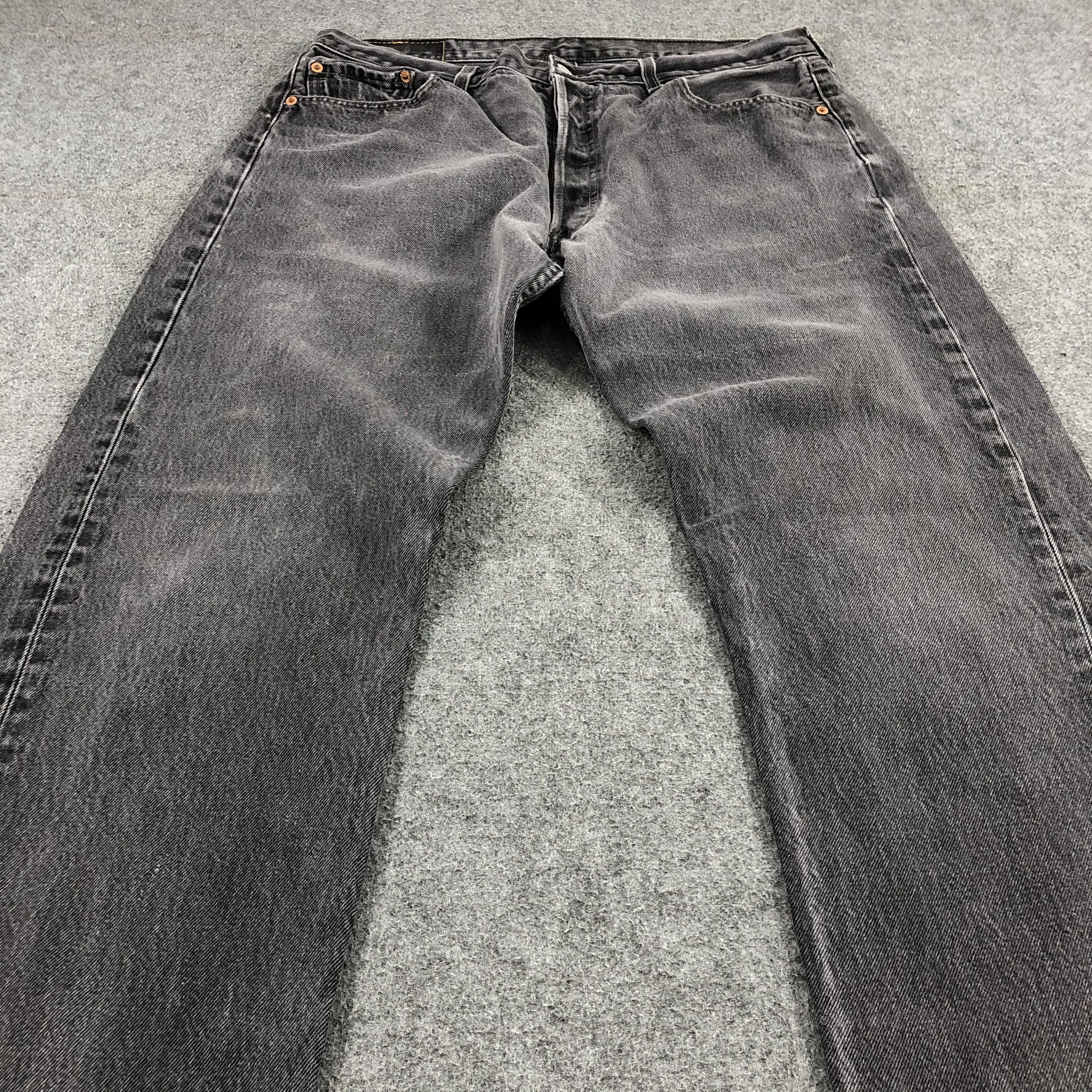 Levi's Vintage 90s Distress Levis 501 Faded Black Jeans-JM1564 Size US 35 - 3 Thumbnail