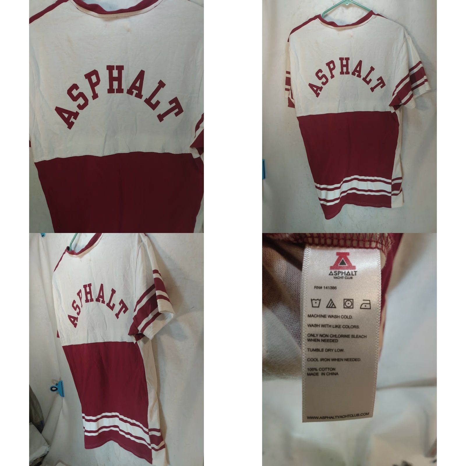 Vintage X L RED & WHITE ASPHALT SS TSHIRT 100% COTTON MEN XL Red White T-Shirt XL 100% Cotton Men Size US XL / EU 56 / 4 - 8 Thumbnail