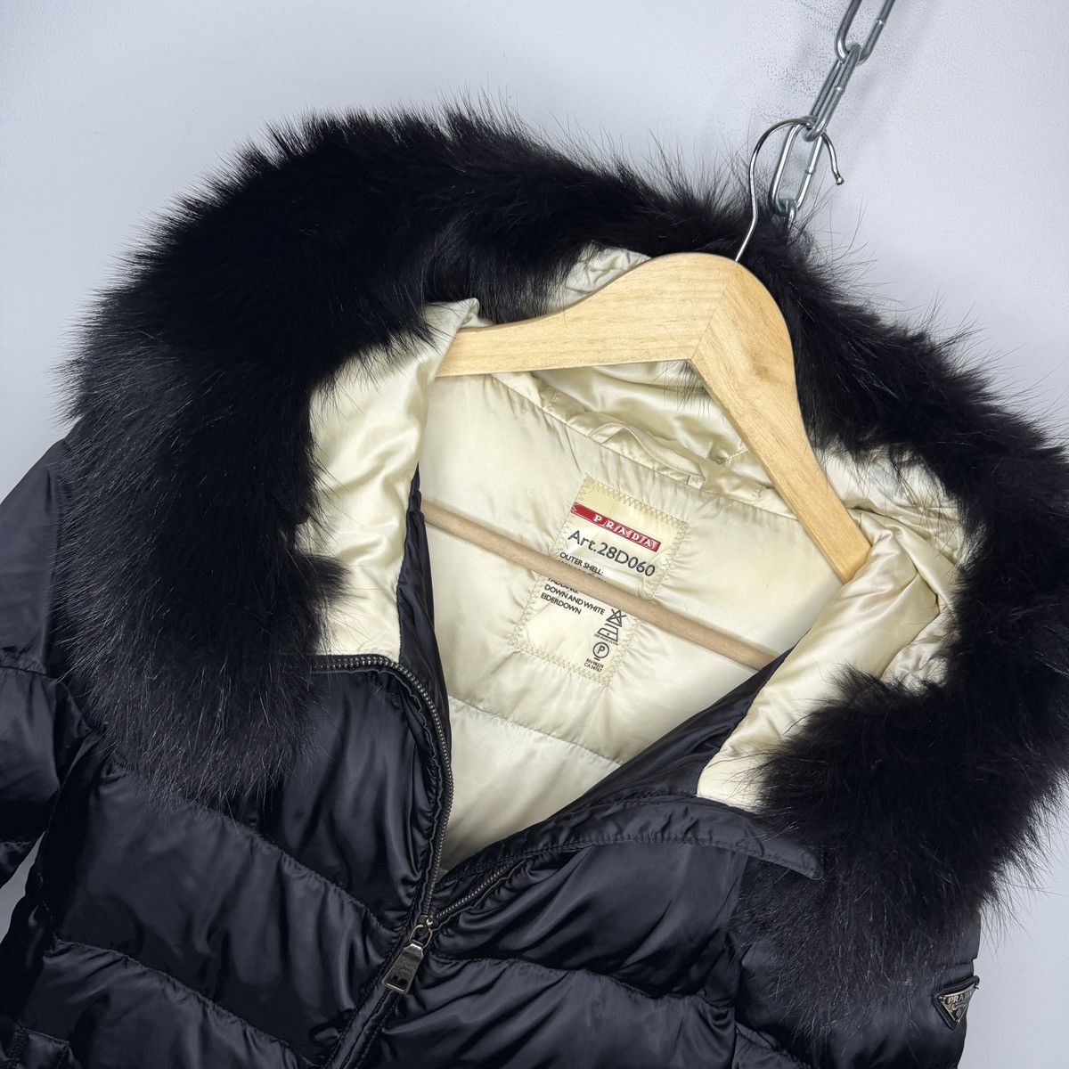 Prada Goose Down Black Fox Fur Puffer Coat Jacket 38 Milan Size XS / US 0-2 / IT 36-38 - 11 Thumbnail