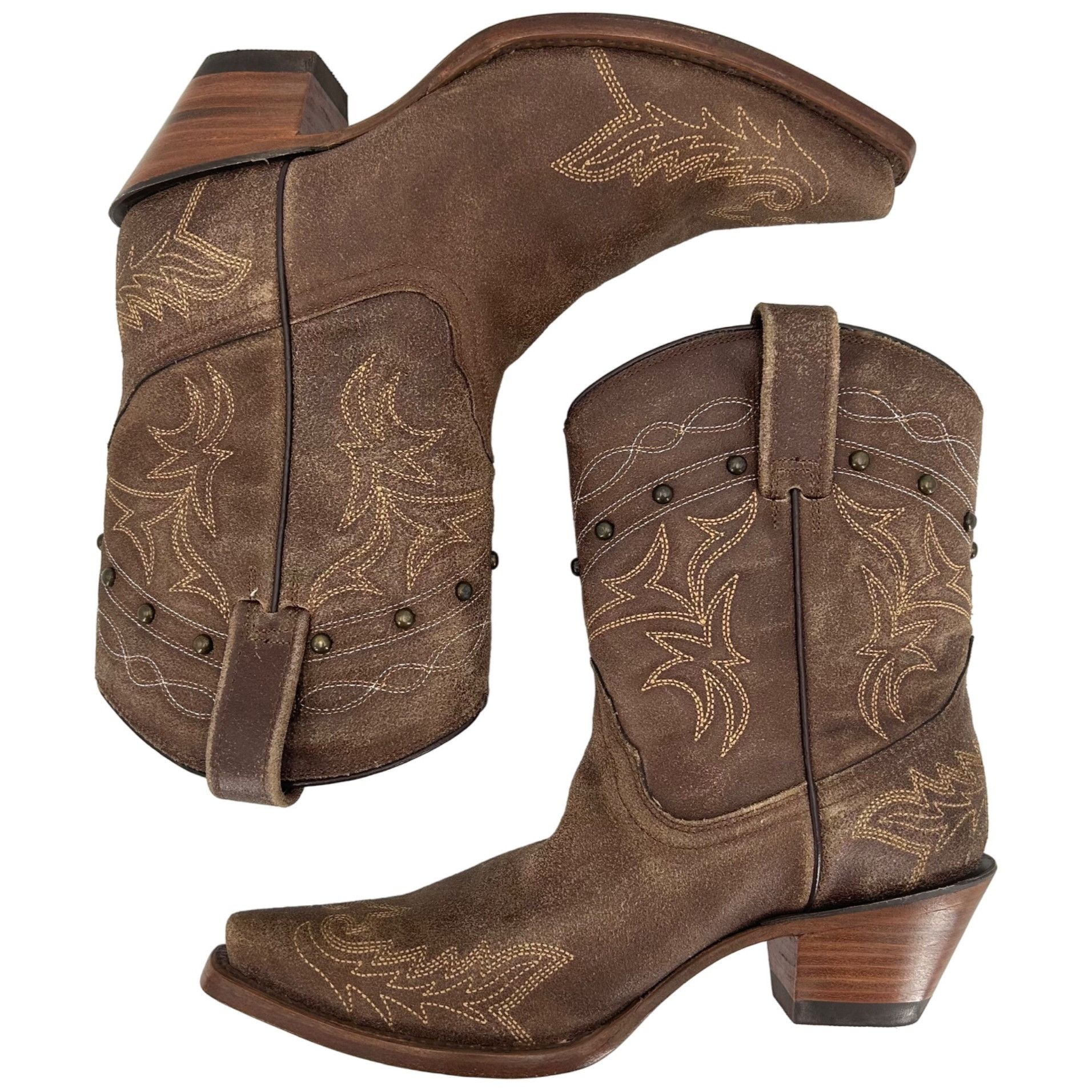 Corral Corral Boots Women's 8M Brown Suede Leather Studded Ropers Size US 8 / IT 38 - 10 Thumbnail