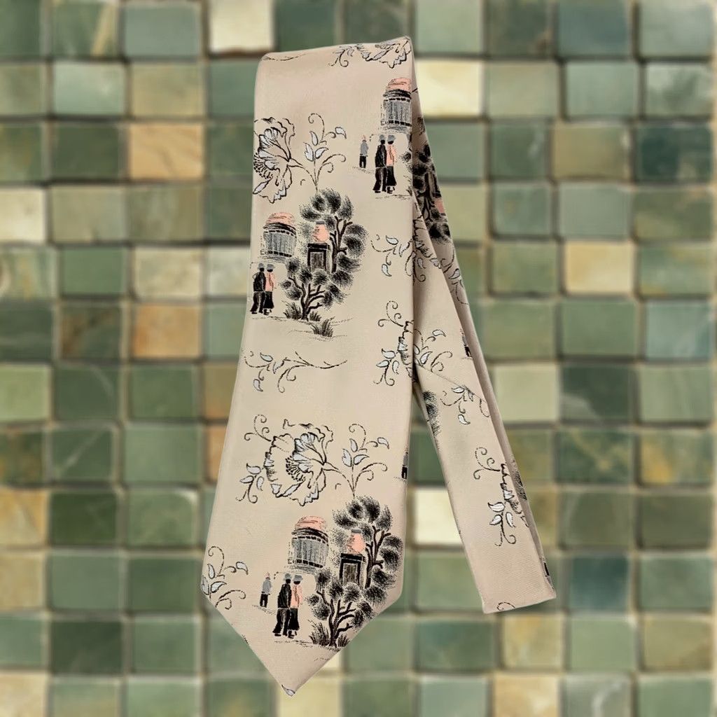 Vintage VINTAGE Damon Tie Asian Floral Polyester Union Made in USA Mens 54 x 4.25" Size ONE SIZE - 1 Thumbnail