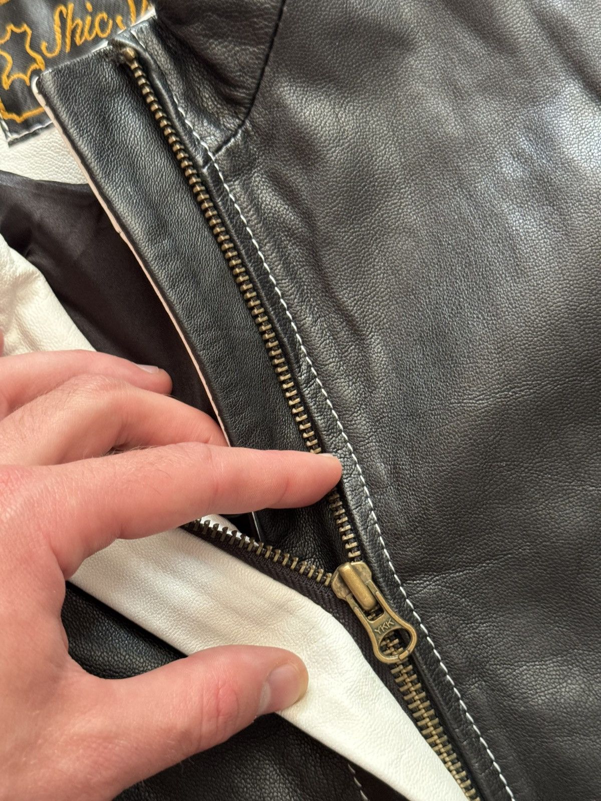 Genuine Leather Vintage Shic Skinn y2k Genuine Leather Moto Racing Jacket Size XS / US 0-2 / IT 36-38 - 5 Thumbnail