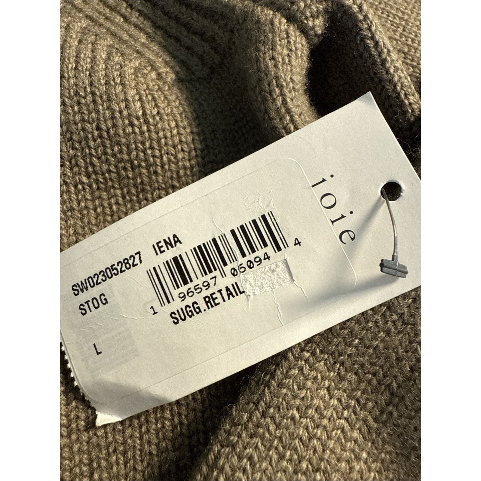 Joie Joie Iena Pointelle Knit Sweater Women Stone Gray Wool Crew Size L / US 10 / IT 46 - 5 Thumbnail