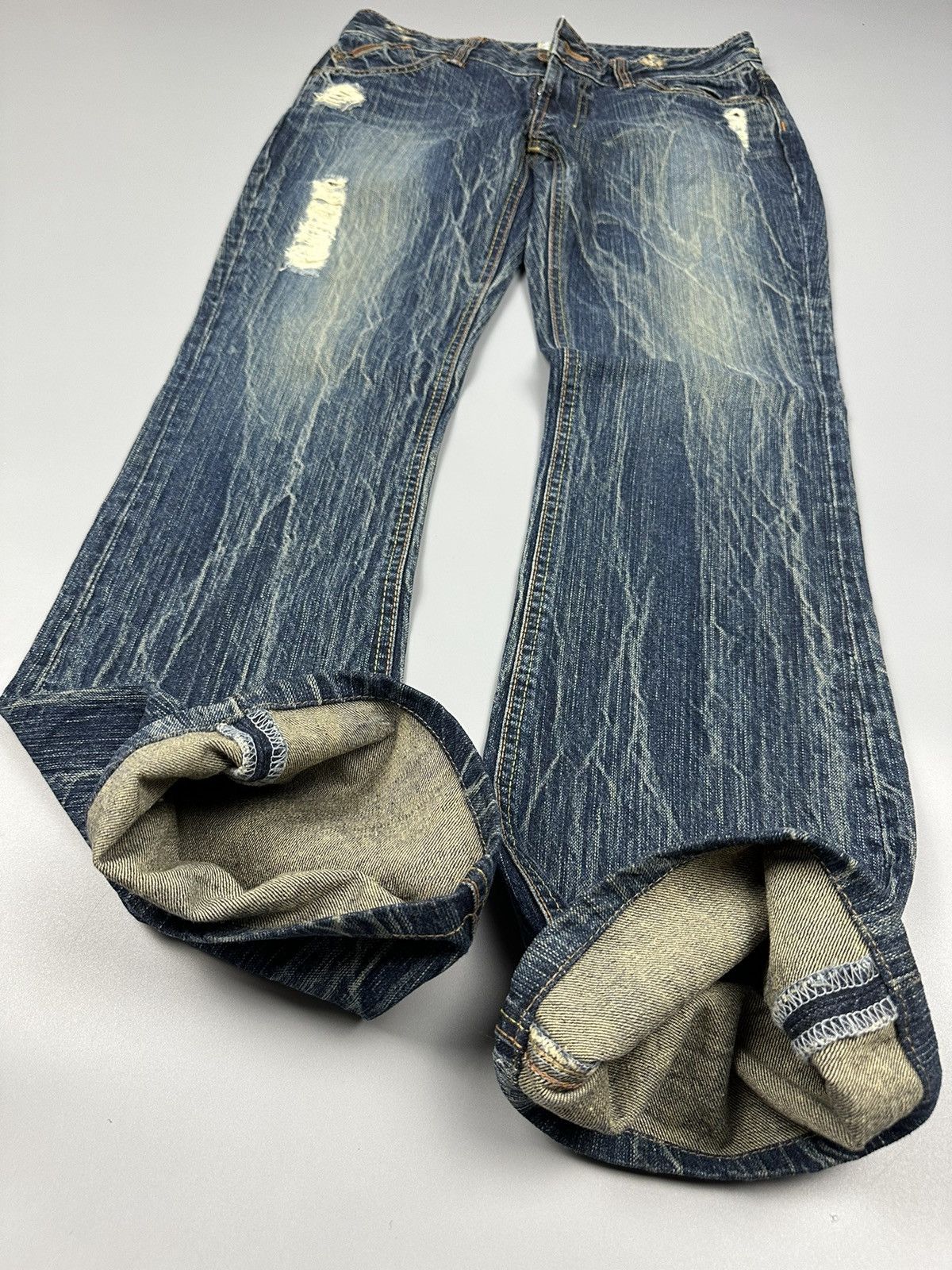 If Six Was Nine Vintage Vienus Jean by Something Edwin Whiskered Flare Denim Size US 30 / EU 46 - 7 Thumbnail