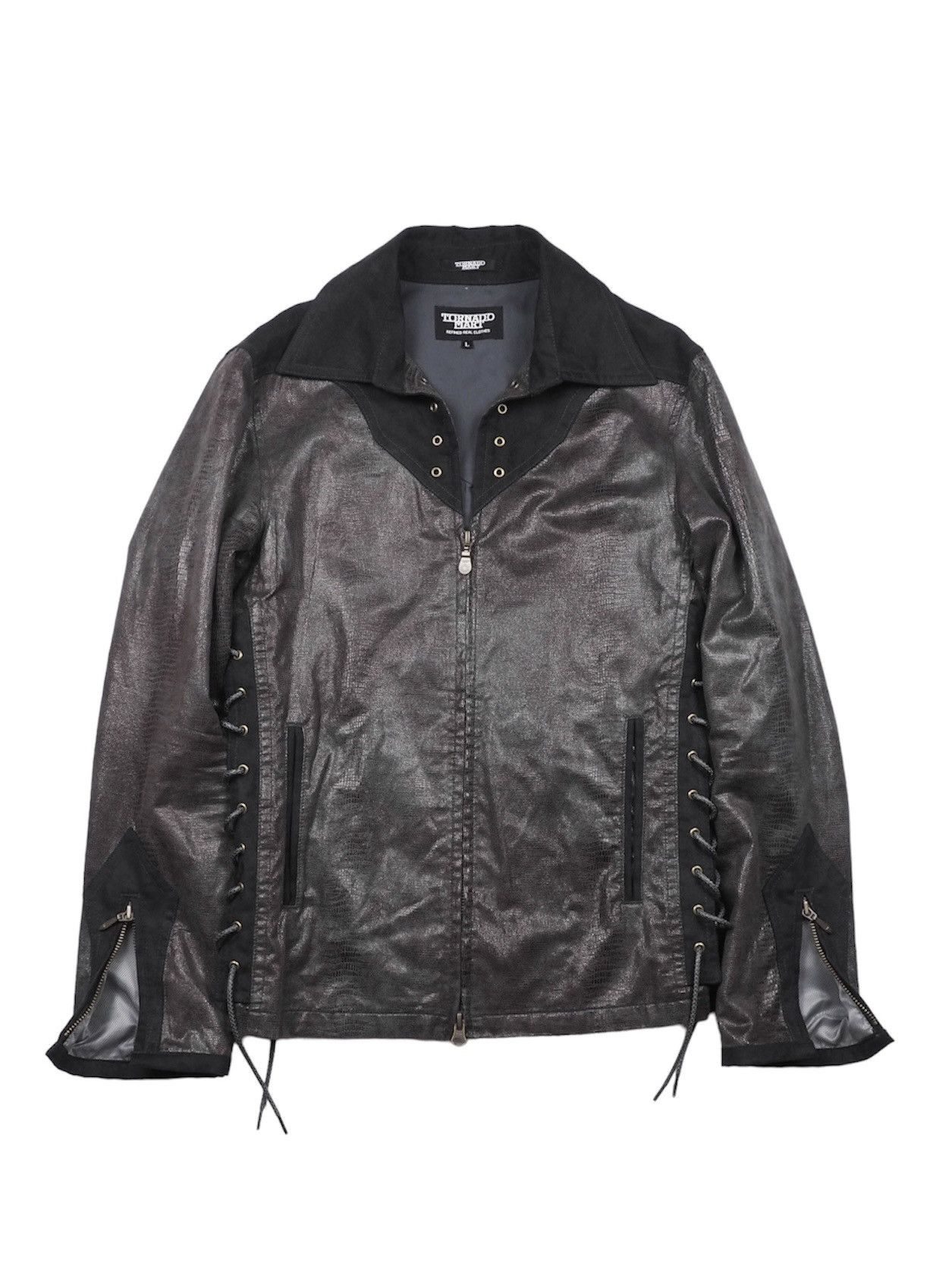 image of Tornado Mart Western Lace Up Snake Skin Jacket in Brown, Men's (Size Medium)