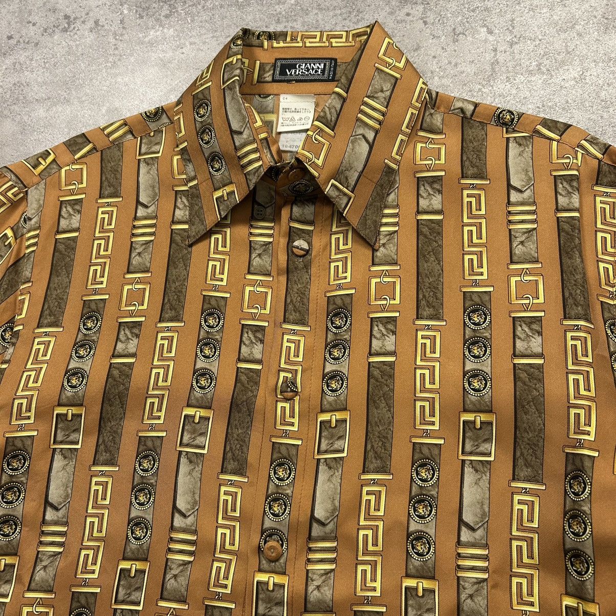 Versace × Vintage VTG 90s GIANNI VERSACE SILK SHIRT BAROQUE GREEK KEY MEDUSA Size US S / EU 44-46 / 1 - 2 Thumbnail