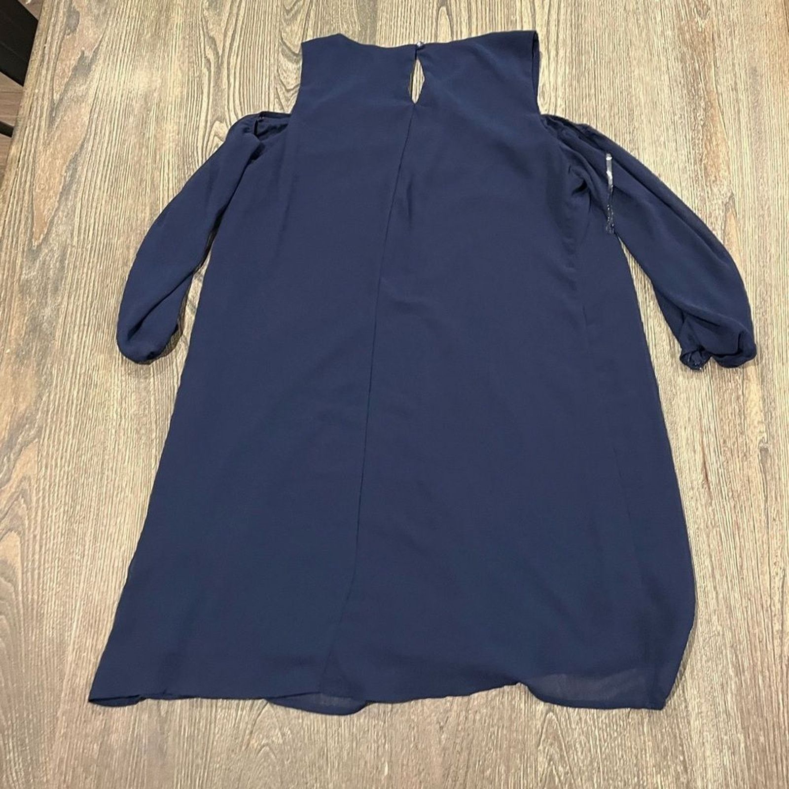 Vintage AS U WISH Blouse Small Navy Blue Cold Shoulder Sleeves Size S / US 4 / IT 40 - 2 Thumbnail