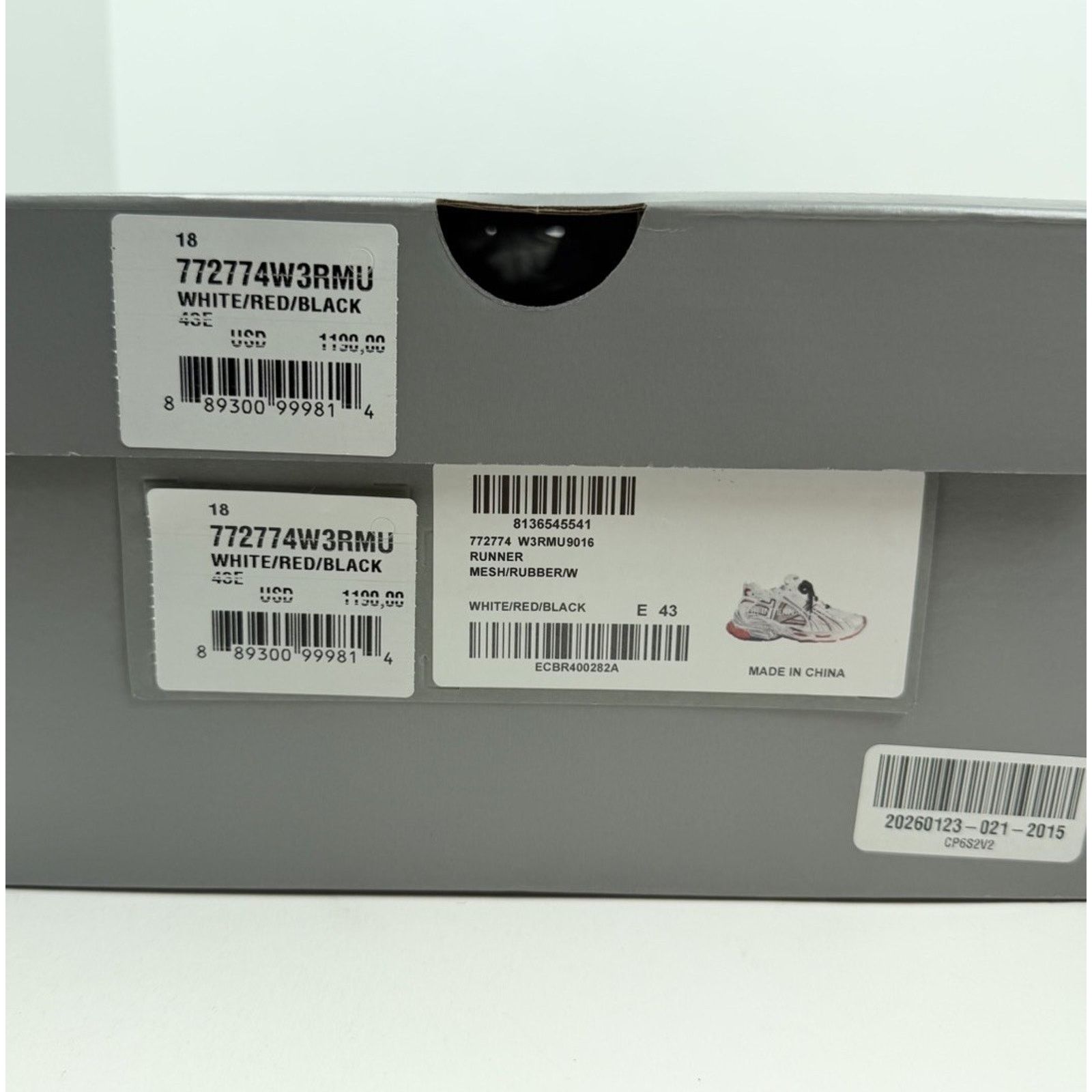 Balenciaga Size 43EU/10US - Balenciaga Runner White Red NEW Size US 10 / EU 43 - 8 Thumbnail