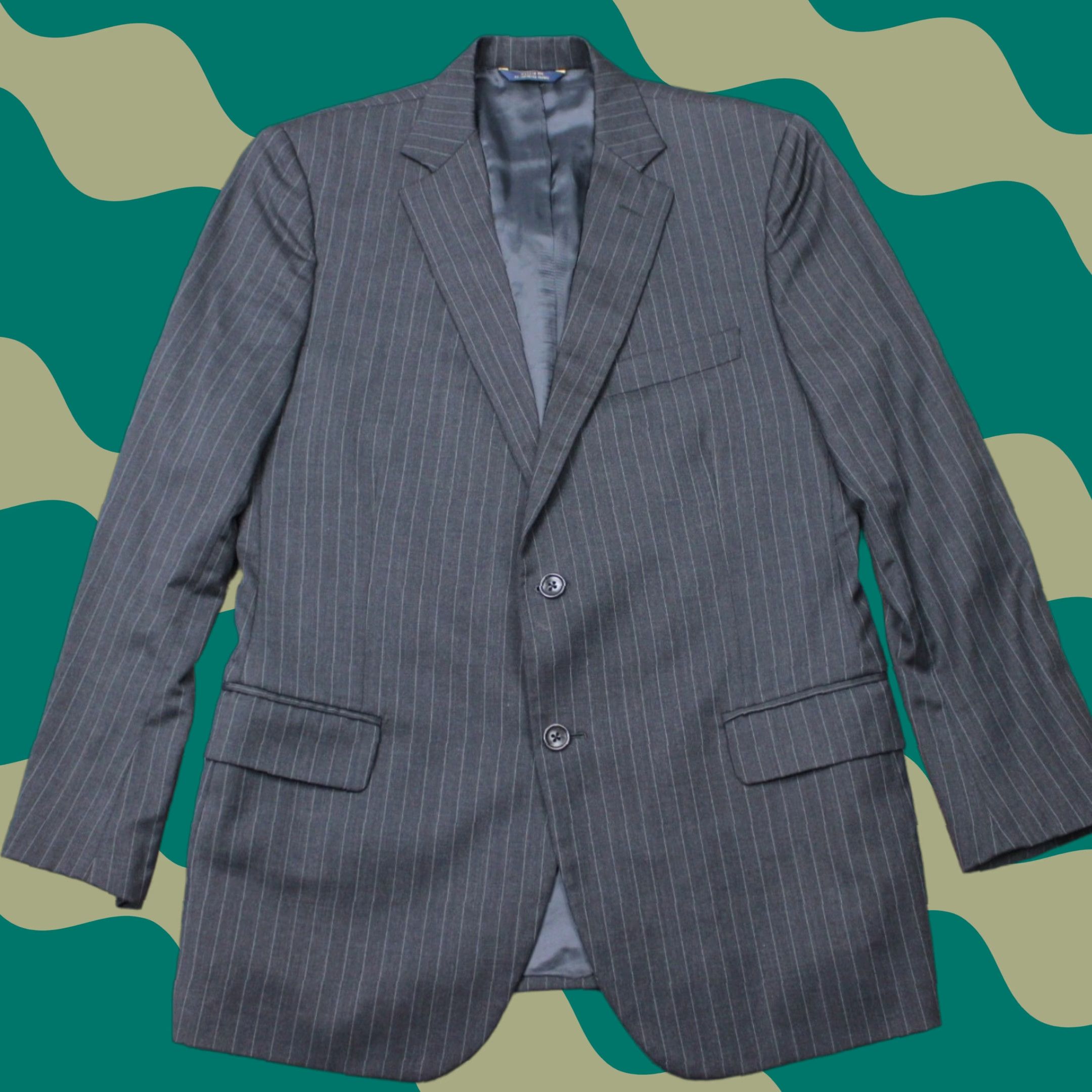 Brooks Brothers Brooks Brothers 1818 Blazer Mens 42R Fitzgerald Wool Gray Pinstriped Lined Size 42R - 1 Thumbnail