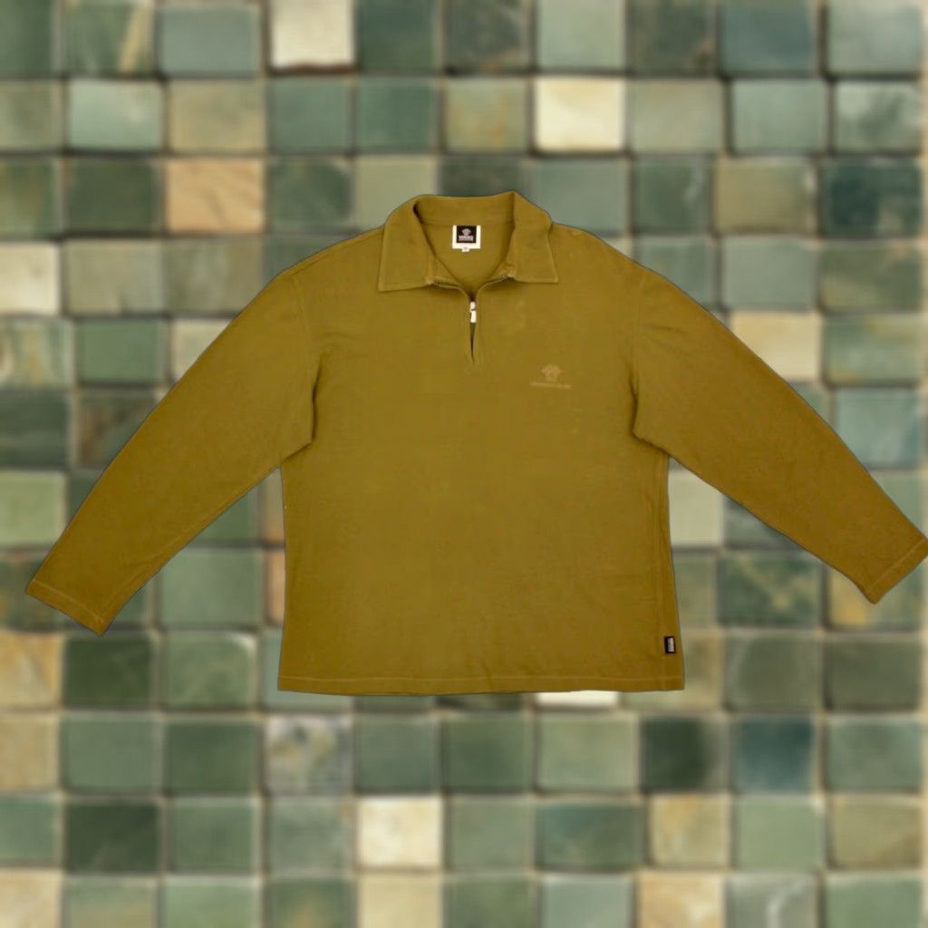 VTG Versace Jeans Couture Shirt XXL Men’s 1990s 90s Y2K Green Cotton Polo Rugby Shirt Size XXL Boys Men?