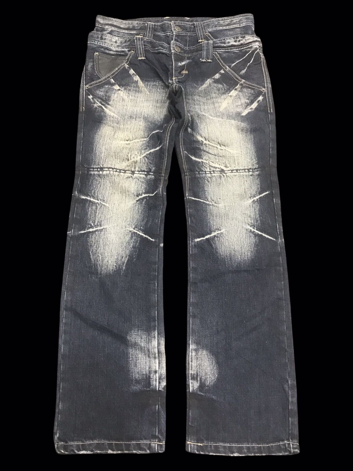 Japanese Brand PPFM Japan Double Waist Rare Fades Streetwear Denim F297 Size US 31 - 1 Thumbnail