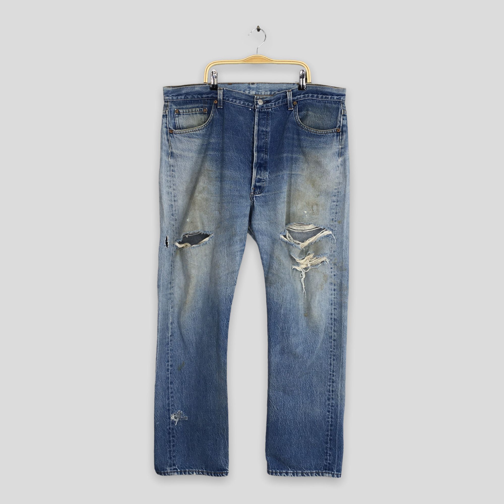 Size 39x30 Vintage 90s Levi's 501 Distressed Denim