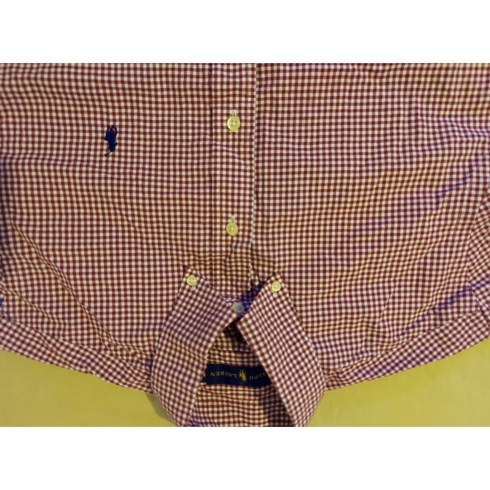 Polo Ralph Lauren Polo Ralph Lauren Dress Shirt Mens M Medium Burgundy Button Cotton Size 40R - 2 Thumbnail